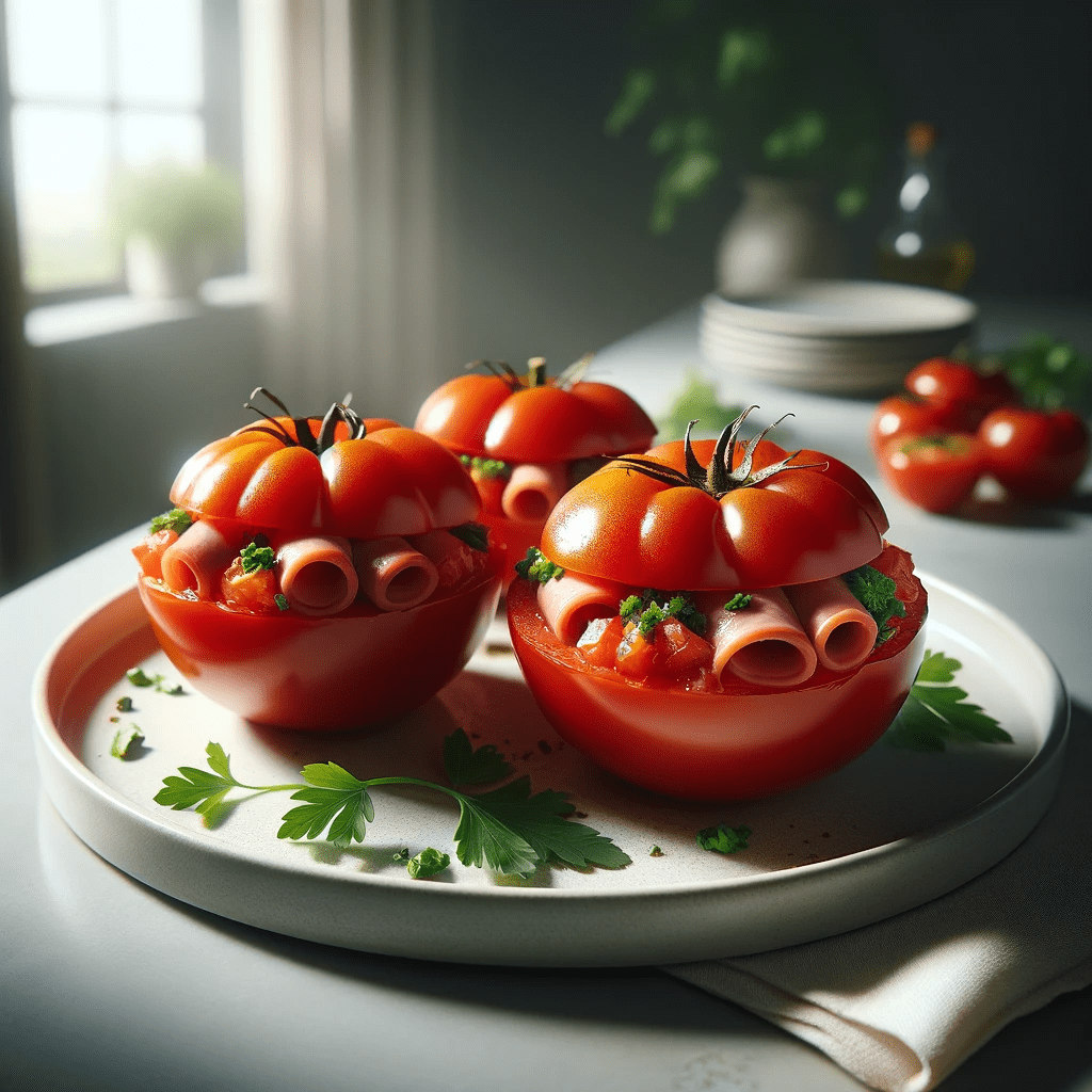 Kumpiu įdaryti pomidorai