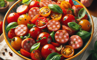 Pomidorų ir dešrelių salotos