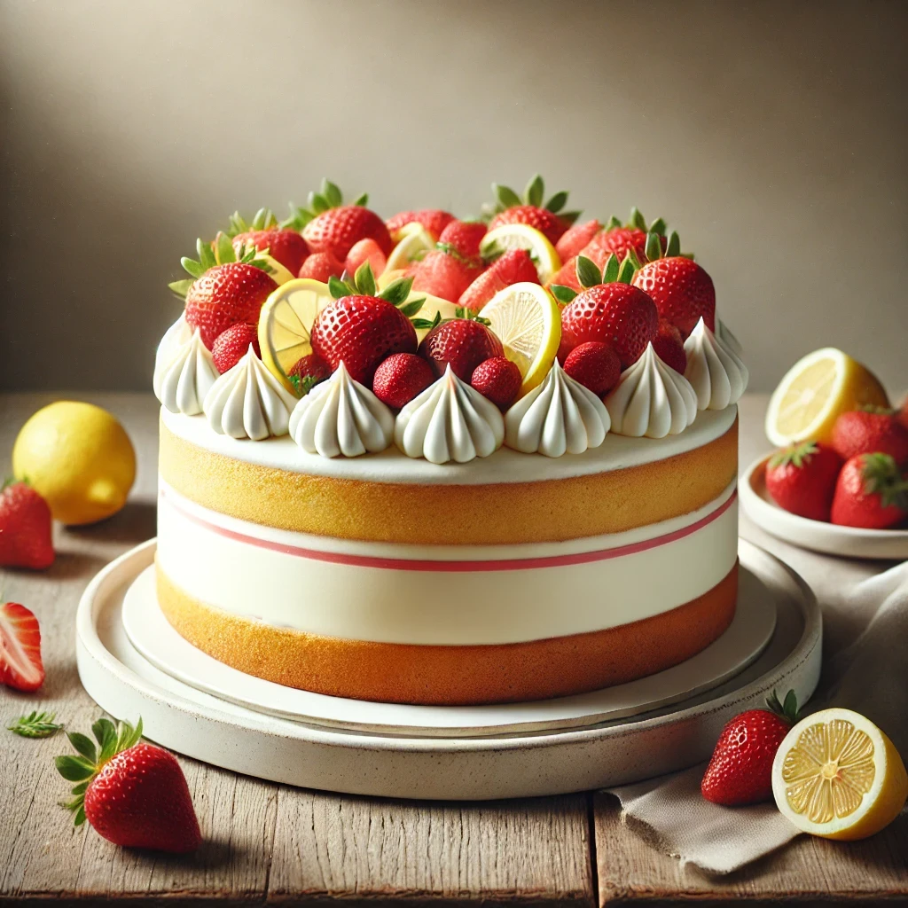 Musu Cake Braškių ir citrinos tortas - Musu receptai