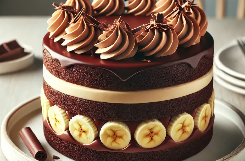 Šokoladinis tortas su bananų kremu