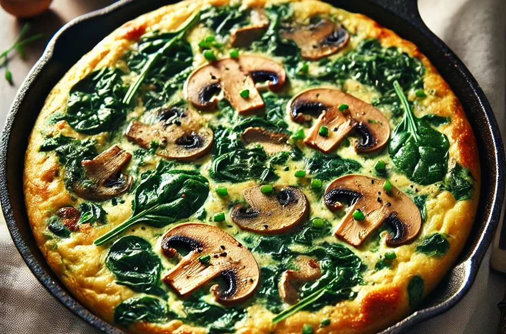 Špinatų ir grybų frittata