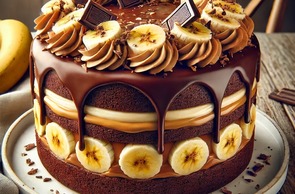 Šokoladinis tortas su bananų įdaru