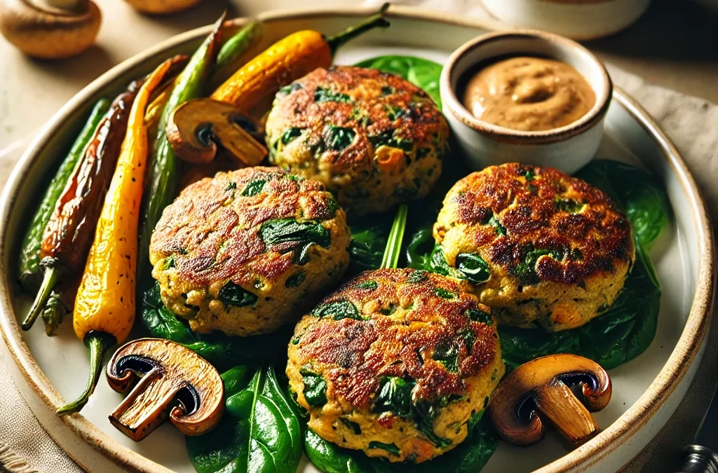 Veganiški grybų ir špinatų kepsneliai