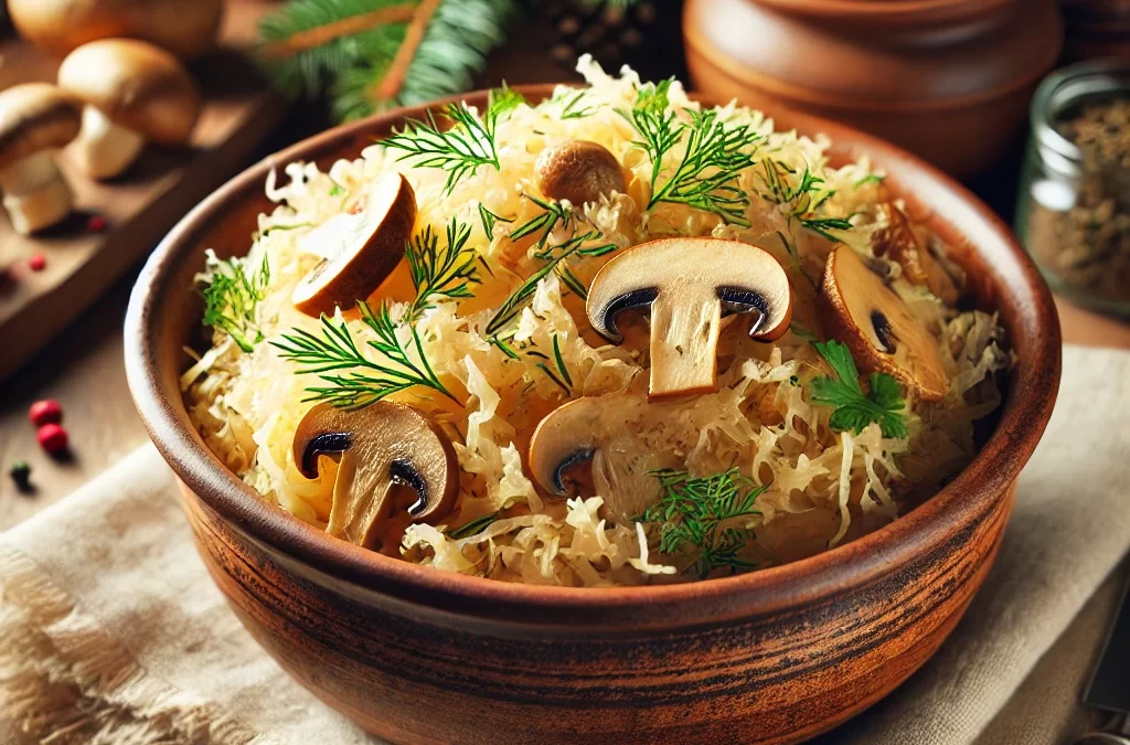 Rauginti kopūstai su grybais
