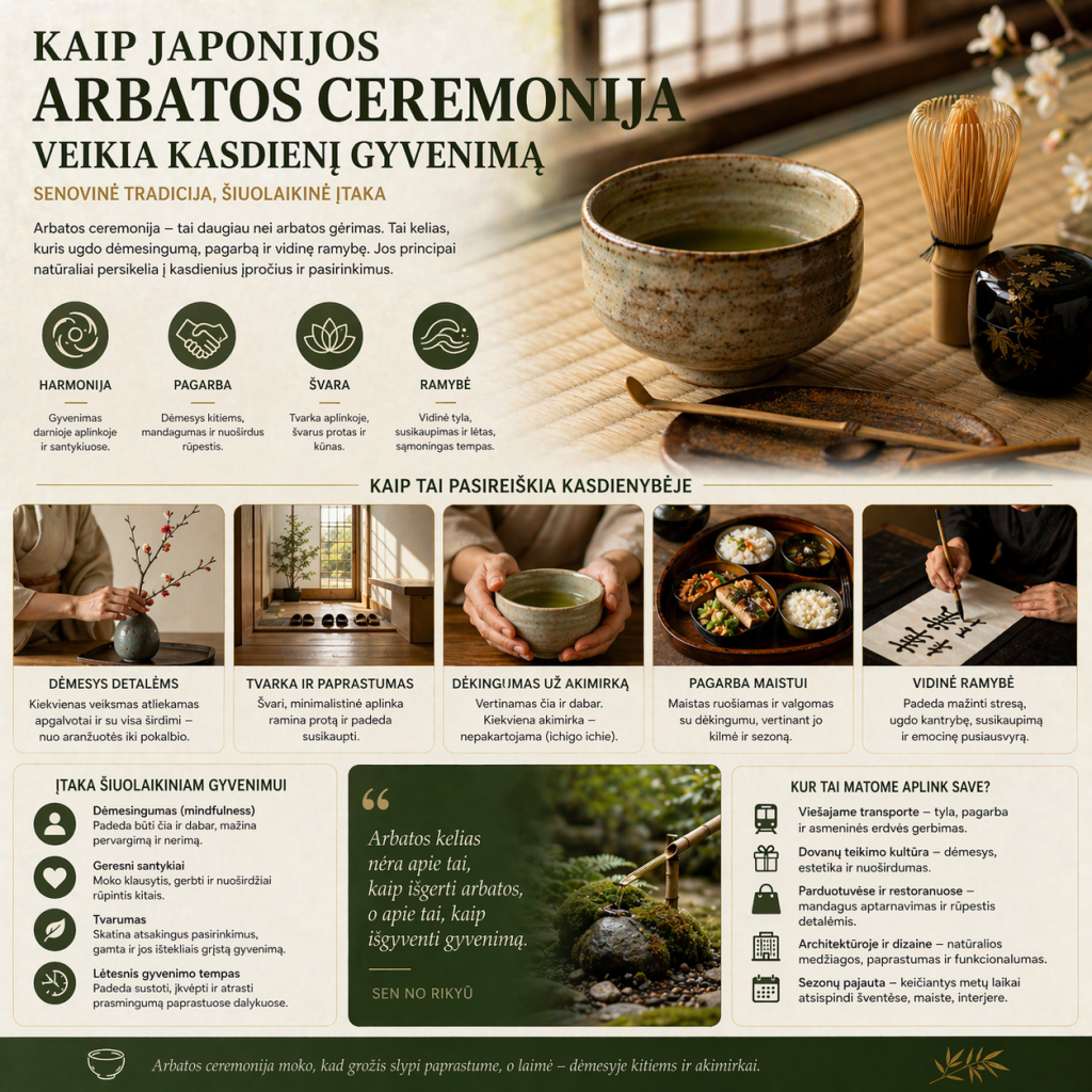Kaip Japonijos arbatos ceremonija veikia kasdienį gyvenimą