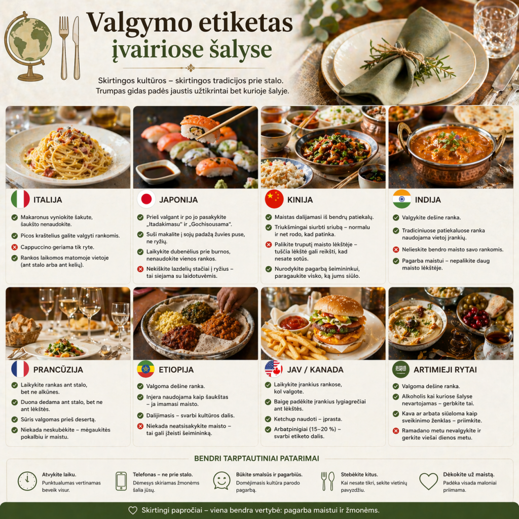 Valgymo etiketas įvairiose šalyse
