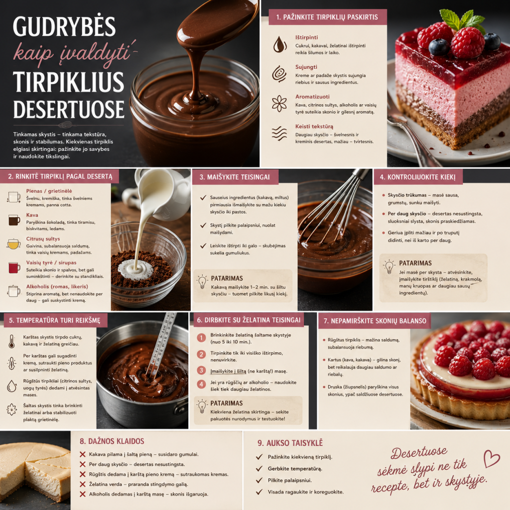 Gudrybės kaip įvaldyti tirpiklius desertuose Gudrybės kaip įvaldyti tirpiklius desertuose