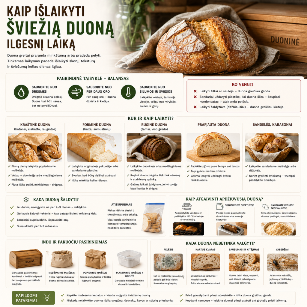 Kaip išlaikyti šviežią duoną ilgesnį laiką Kaip išlaikyti šviežią duoną ilgesnį laiką