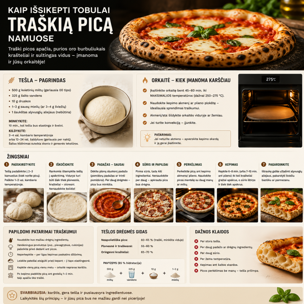 Kaip išsikepti tobulai traškią picą namuose Kaip išsikepti tobulai traškią picą namuose