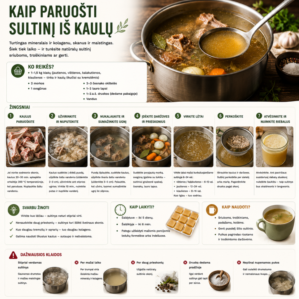 Kaip paruošti sultinį iš kaulų žingsniai Kaip paruošti sultinį iš kaulų: žingsniai