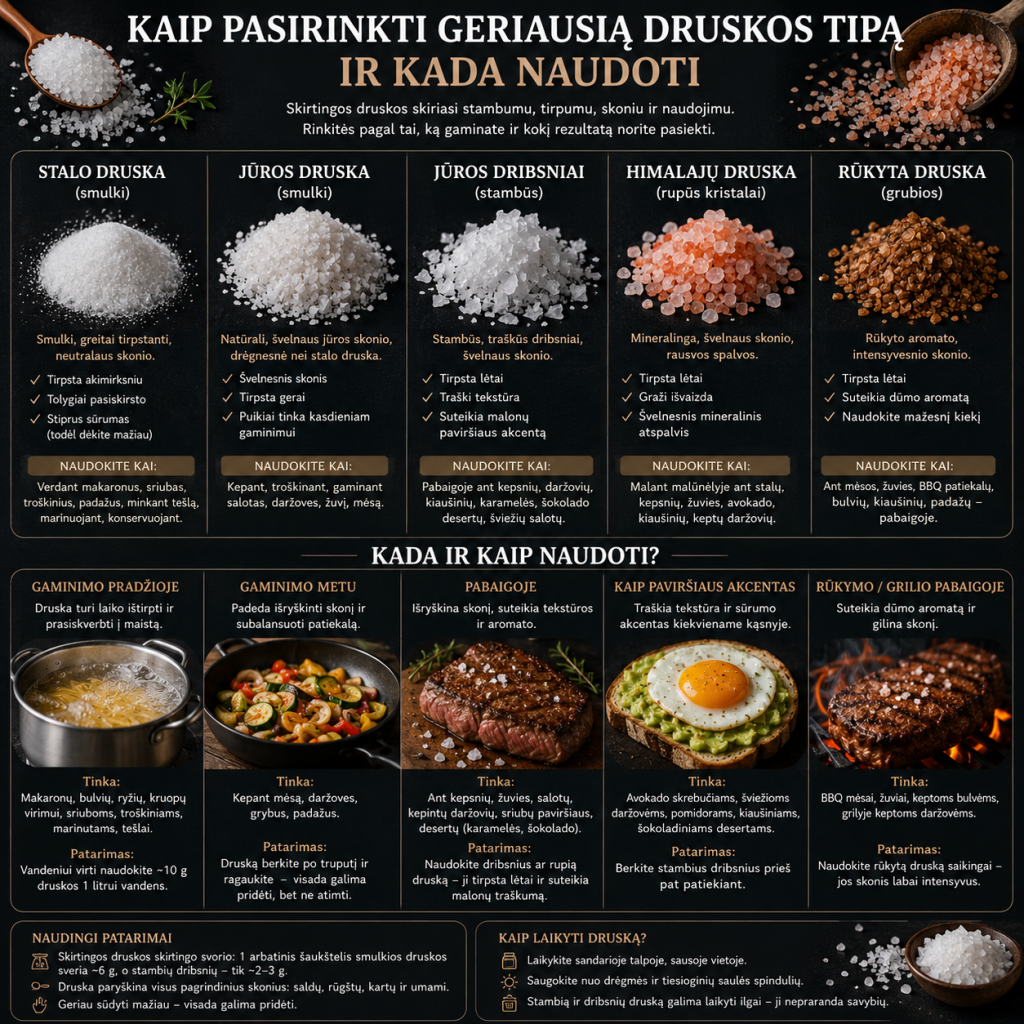 Kaip pasirinkti geriausią druskos tipą ir kada naudoti Kaip pasirinkti geriausią druskos tipą ir kada naudoti