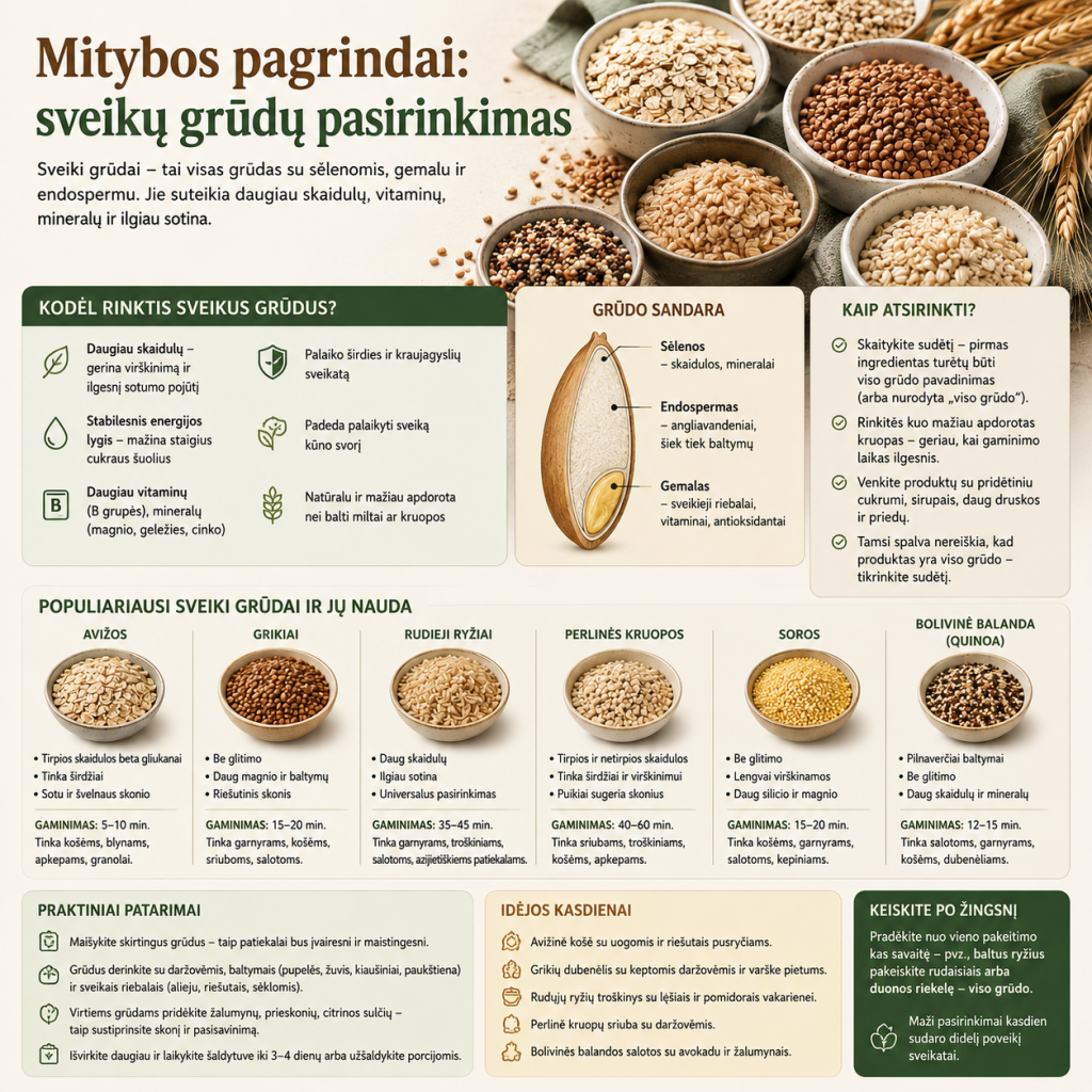 Mitybos pagrindai: sveikų grūdų pasirinkimas