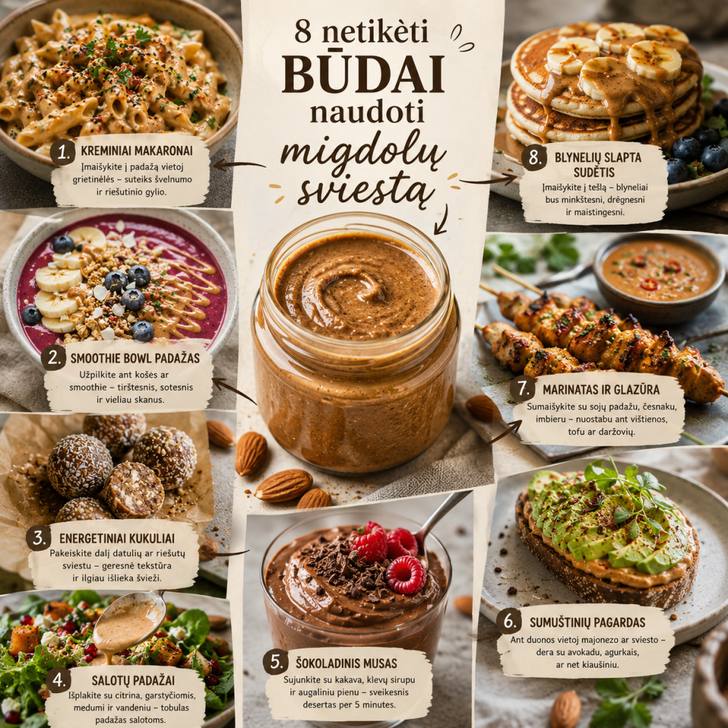 Neįprasti būdai naudoti migdolų sviestą Neįprasti būdai naudoti migdolų sviestą