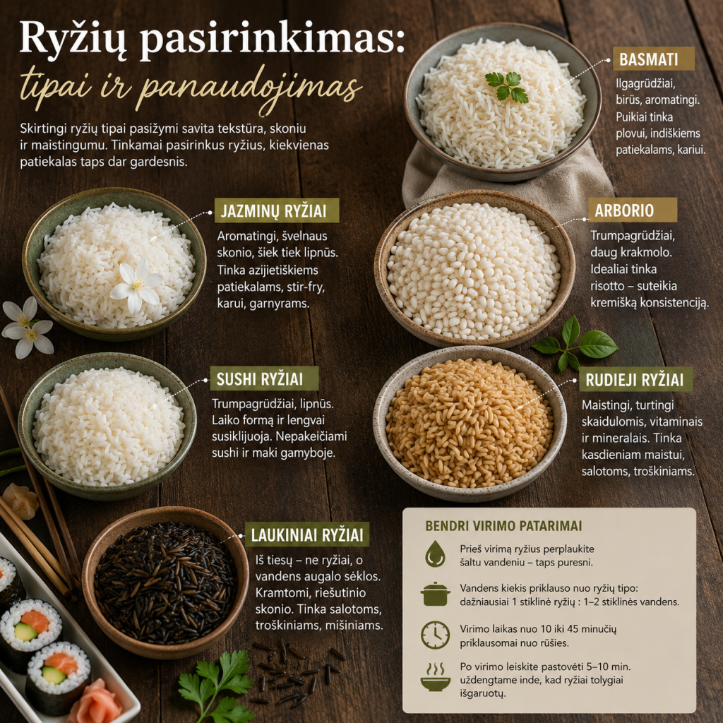 Ryžių pasirinkimas: tipai ir panaudojimas
