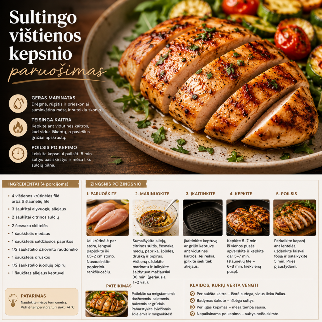 Sultingo vištienos kepsnio paruošimas Sultingo vištienos kepsnio paruošimas