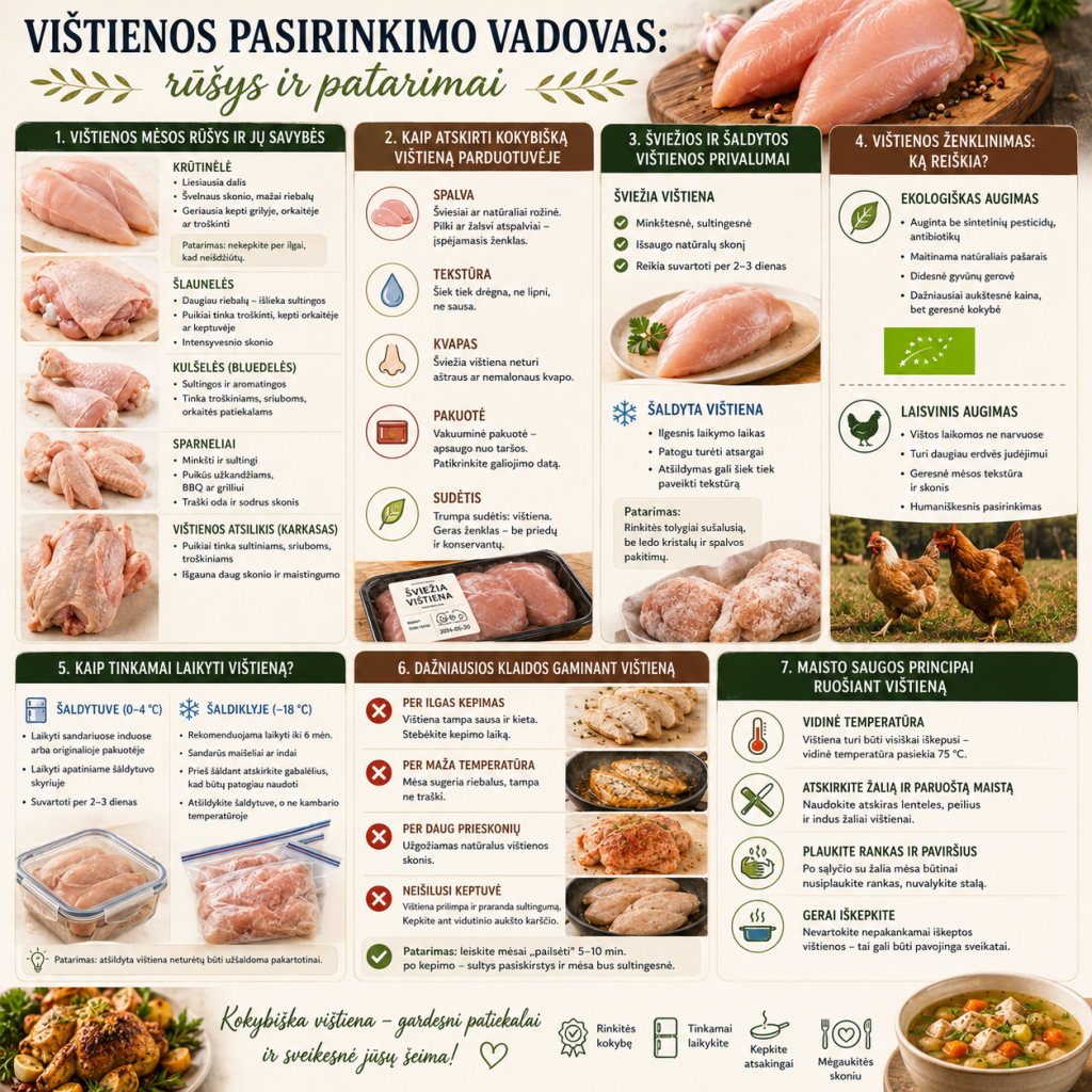 Vištienos pasirinkimo vadovas: rūšys ir patarimai