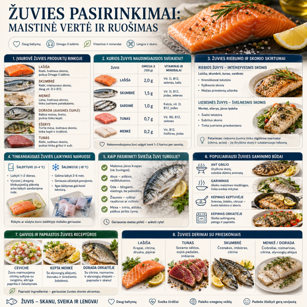 Žuvies pasirinkimai: maistinė vertė ir ruošimas