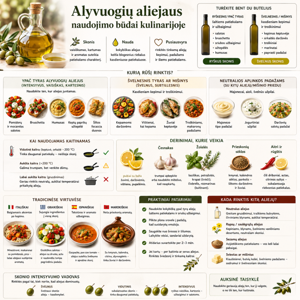 Alyvuogių aliejaus naudojimo būdai kulinarijoje Alyvuogių aliejaus naudojimo būdai kulinarijoje
