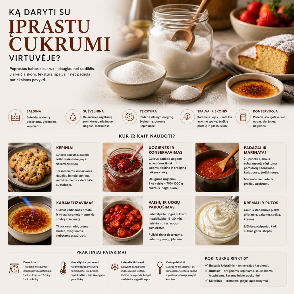 Ką daryti su įprastu cukrumi virtuvėje Ką daryti su įprastu cukrumi virtuvėje?