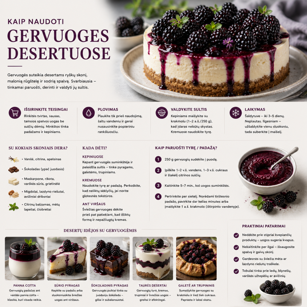 Kaip naudoti gervuoges desertuose