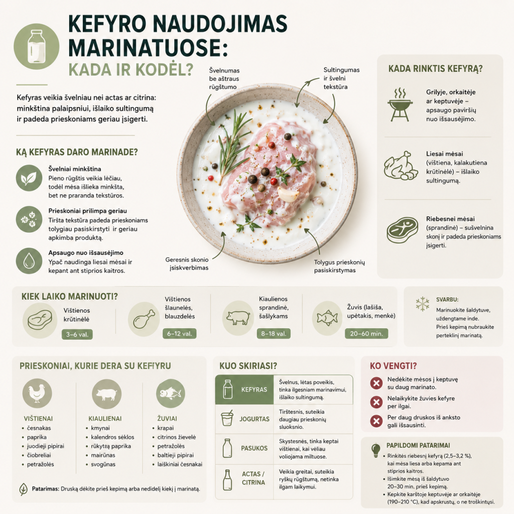 Kefyro naudojimas marinatuose: kada ir kodėl?