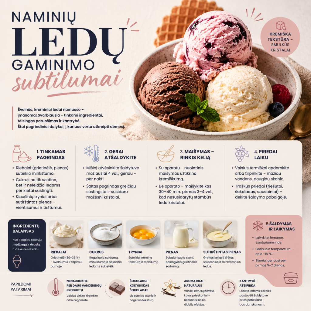 Naminių ledų gaminimo subtilumai
