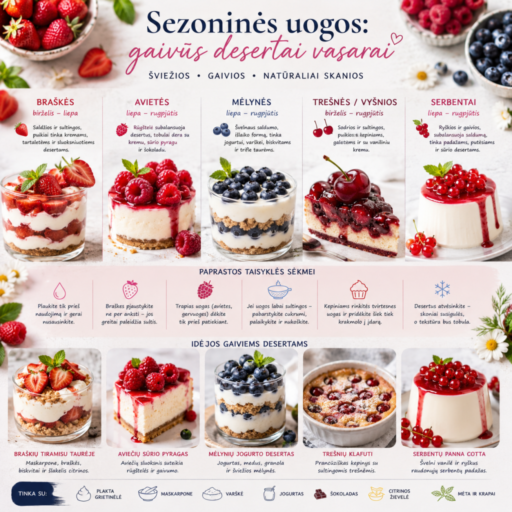 Sezoninės uogos gaivūs desertai vasarai Sezoninės uogos: gaivūs desertai vasarai