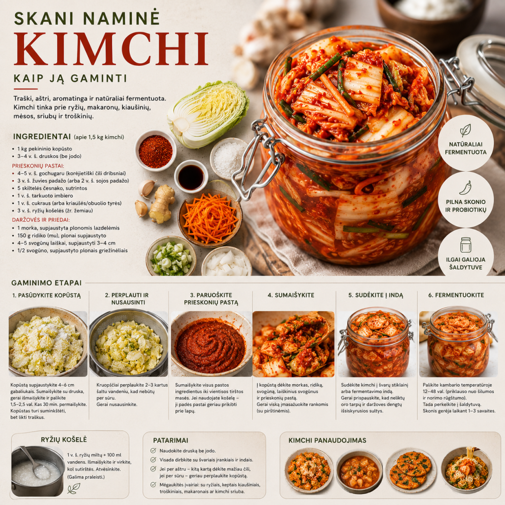 Skani naminė kimchi: kaip ją gaminti