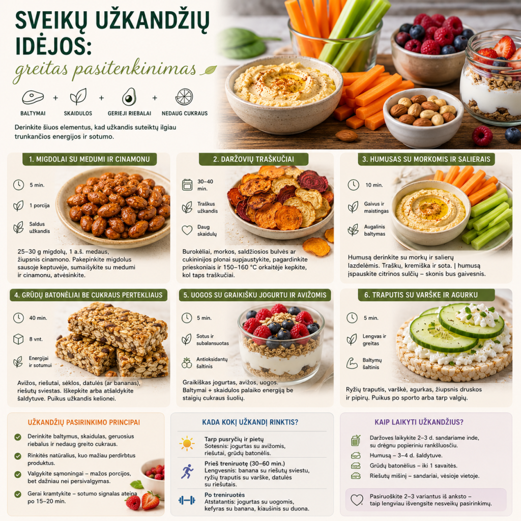 Sveikų užkandžių idėjos: greitas pasitenkinimas