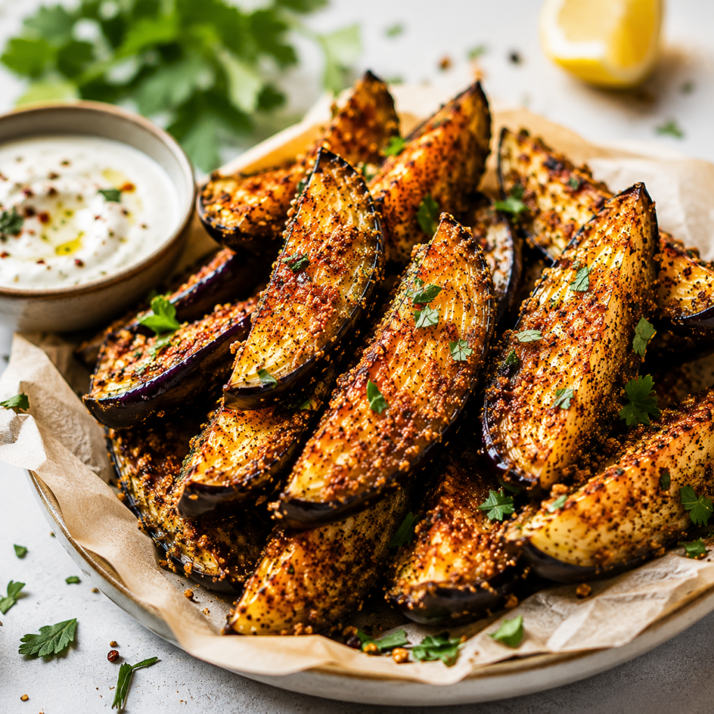 Traškios baklažanų skiltelės orkaitėje Traškios baklažanų skiltelės orkaitėje