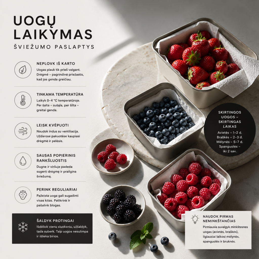 Uogų laikymas šviežumo paslaptys Uogų laikymas: šviežumo paslaptys