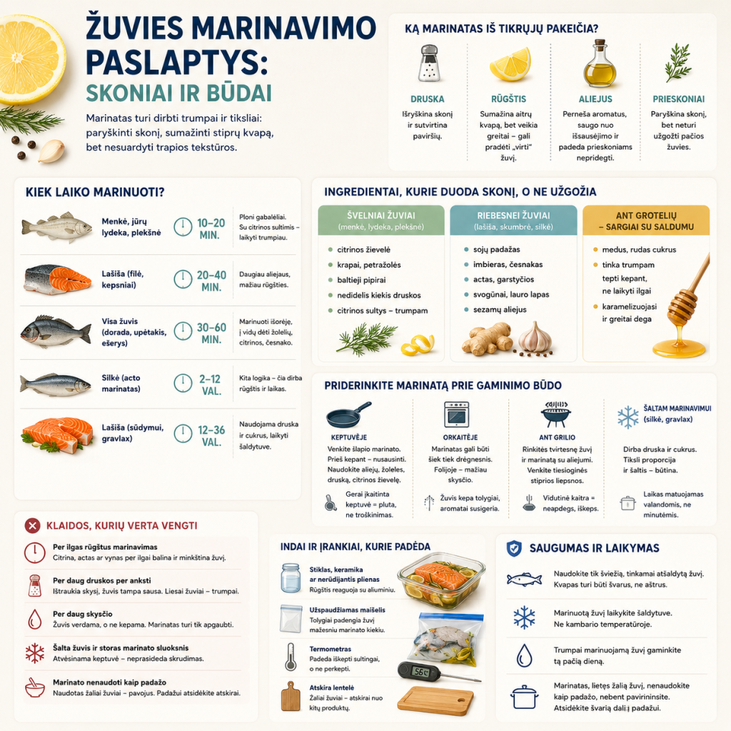 Žuvies marinavimo paslaptys: skoniai ir būdai