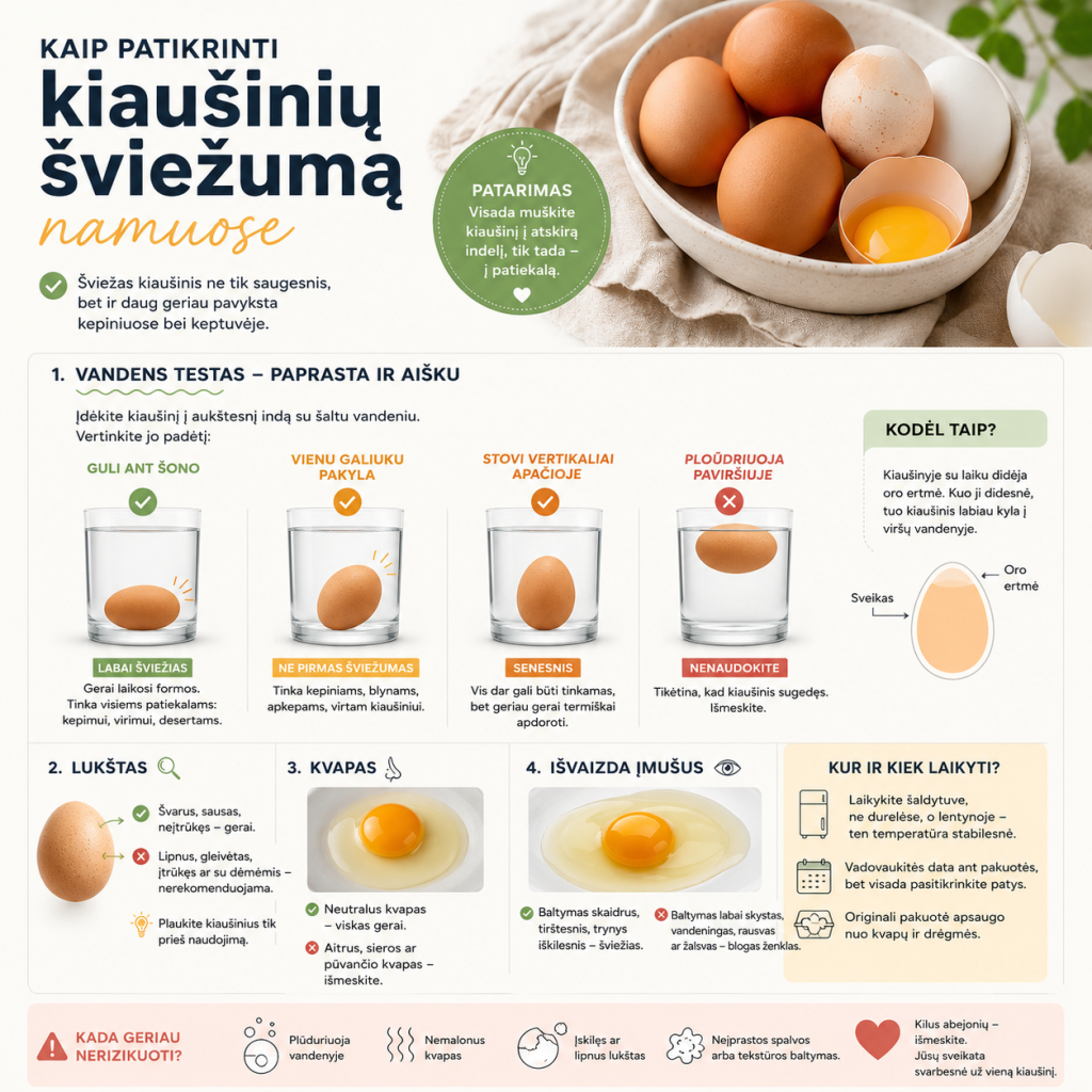 Kaip patikrinti kiaušinių šviežumą namuose Kaip patikrinti kiaušinių šviežumą namuose
