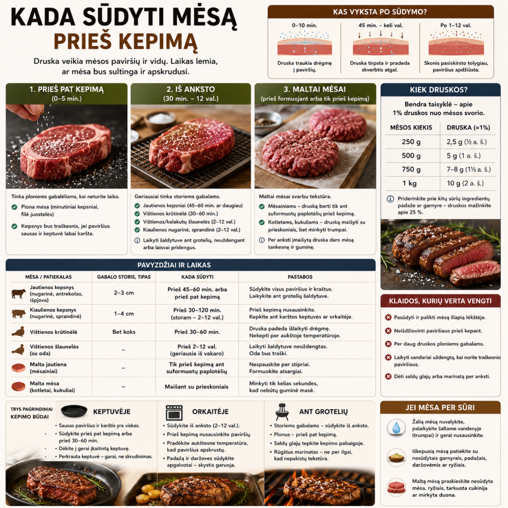 Kada sūdyti mėsą prieš kepimą