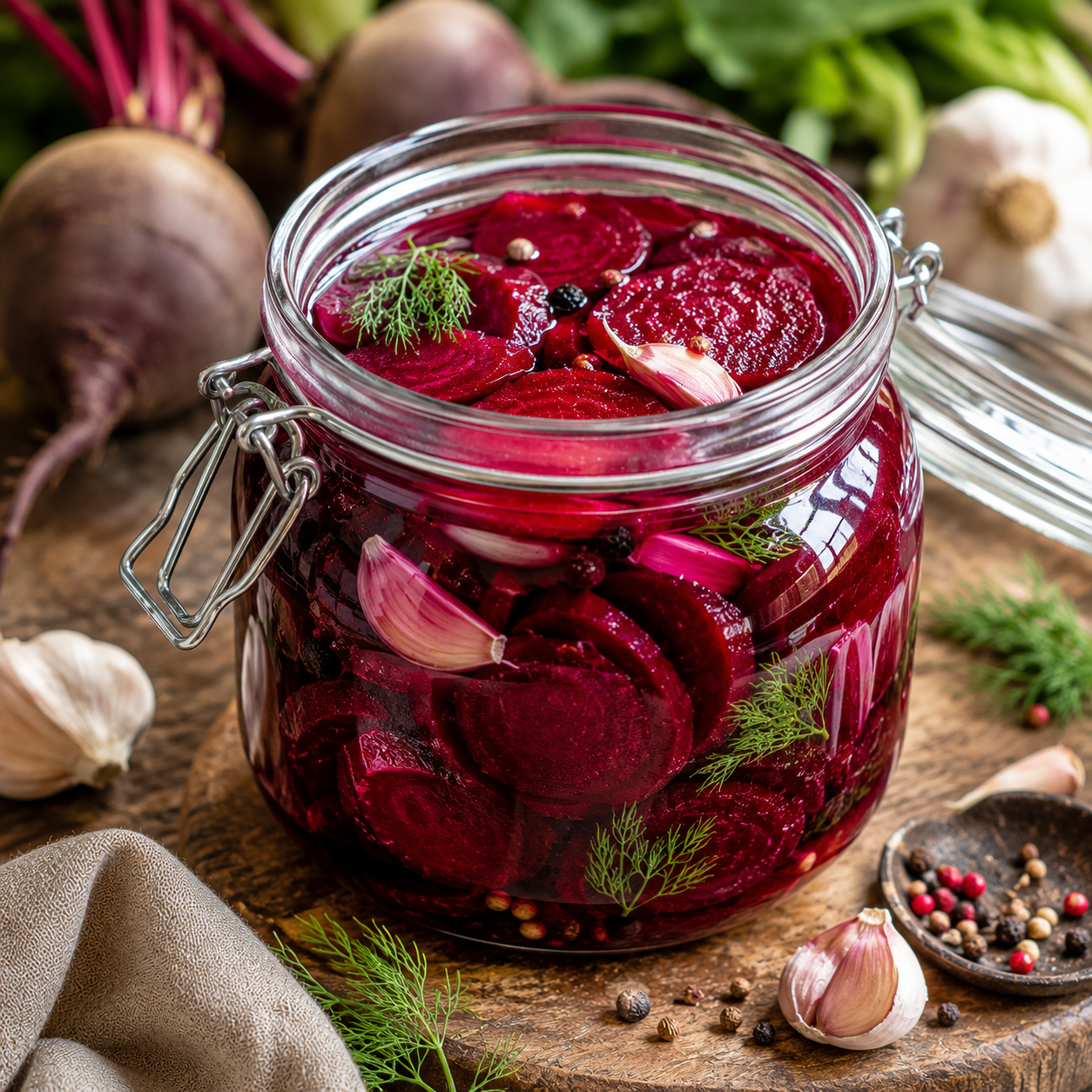 Fermentuoti burokėliai su česnaku