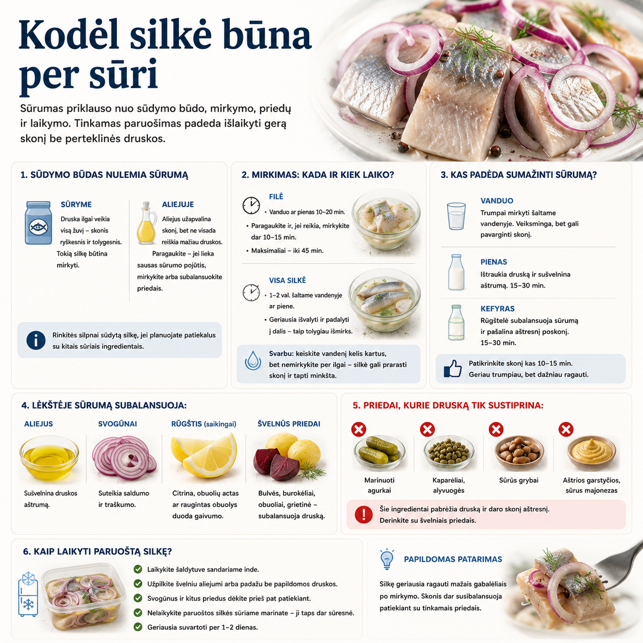 Kodėl silkė būna per sūri