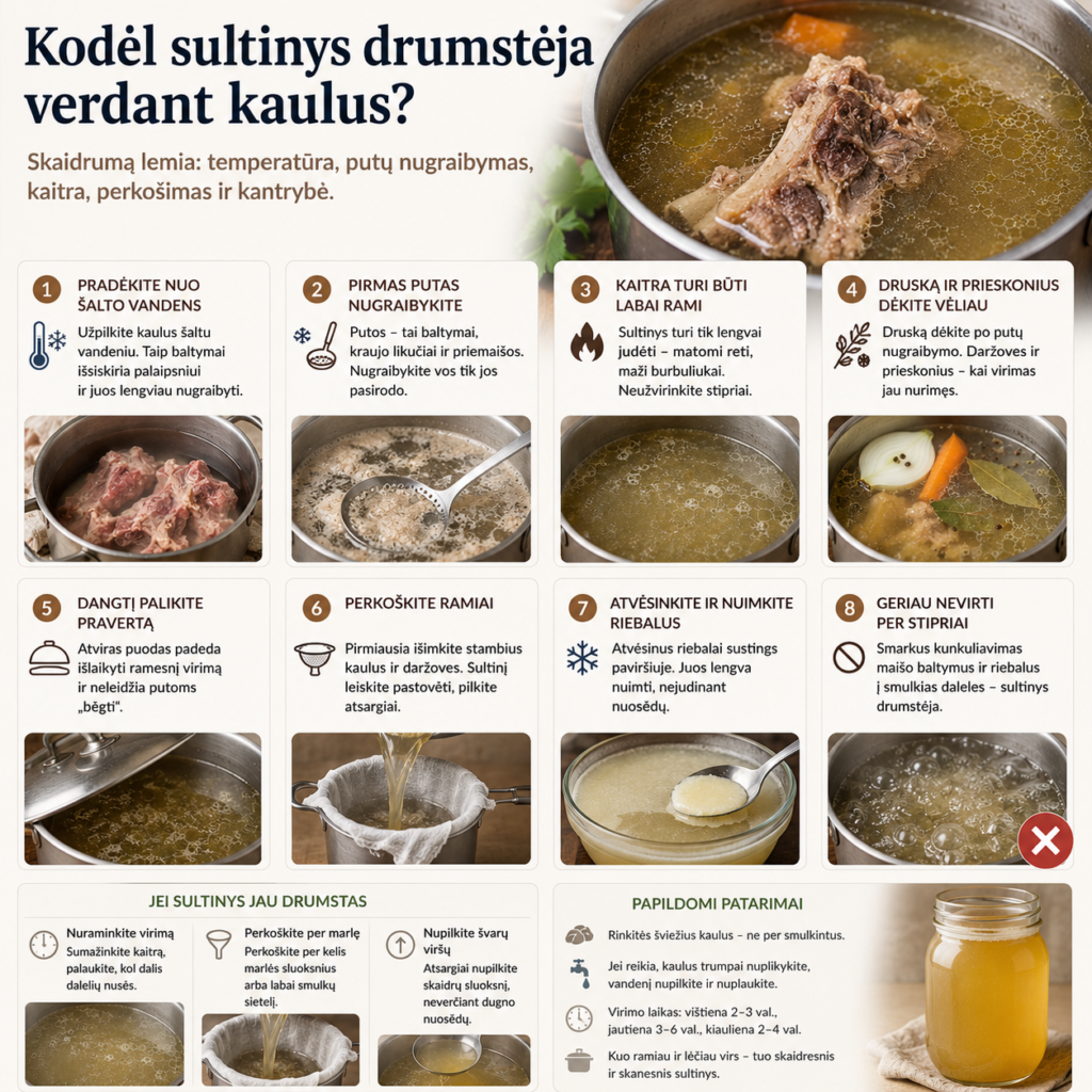 Kodėl sultinys drumstėja verdant kaulus Kodėl sultinys drumstėja verdant kaulus
