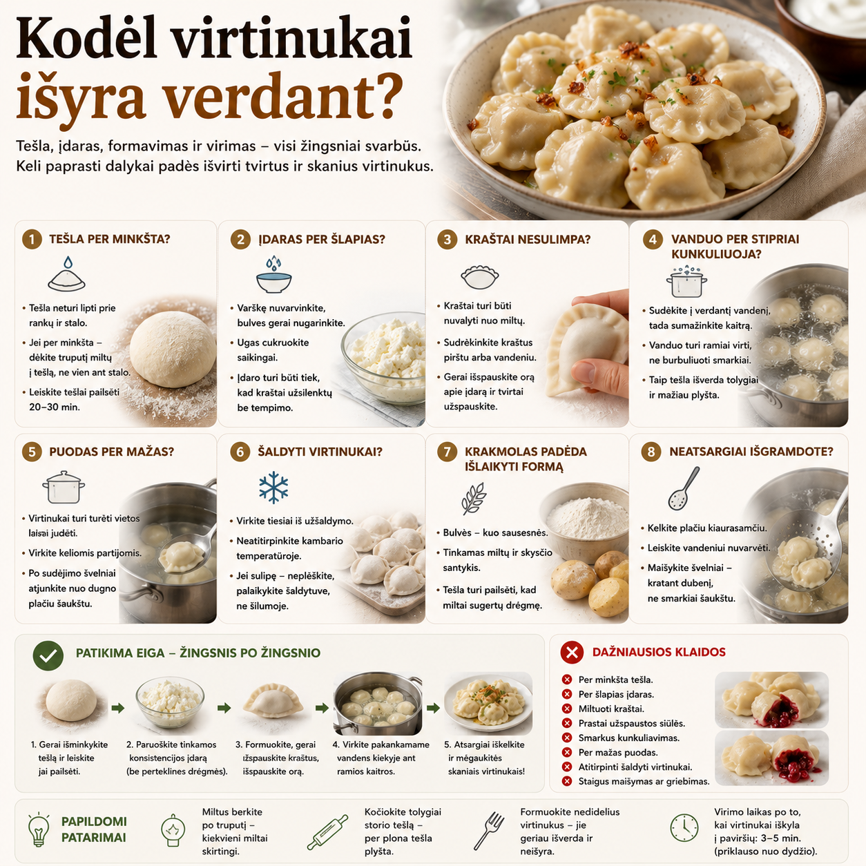 Kodėl virtinukai išyra verdant Kodėl virtinukai išyra verdant