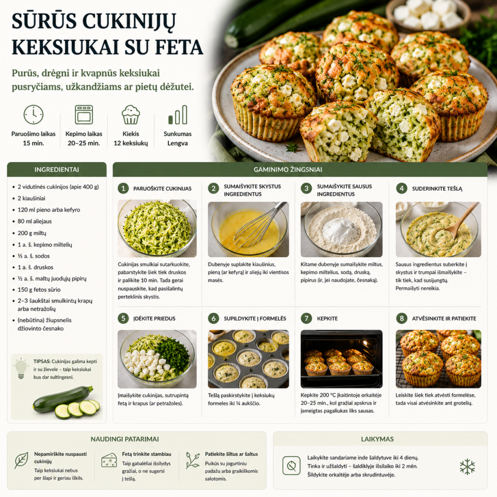Sūrūs cukinijų keksiukai su feta Sūrūs cukinijų keksiukai su feta