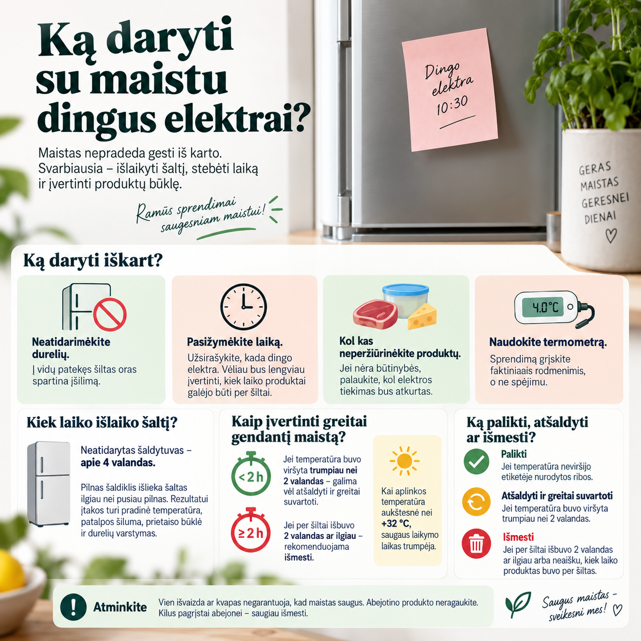 Ką daryti su maistu dingus elektrai Ką daryti su maistu dingus elektrai