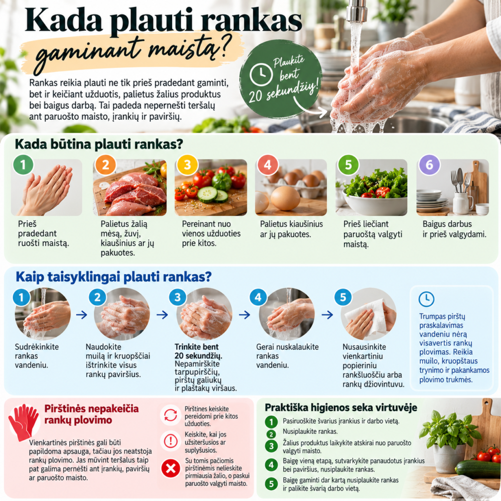 Kada plauti rankas gaminant maistą