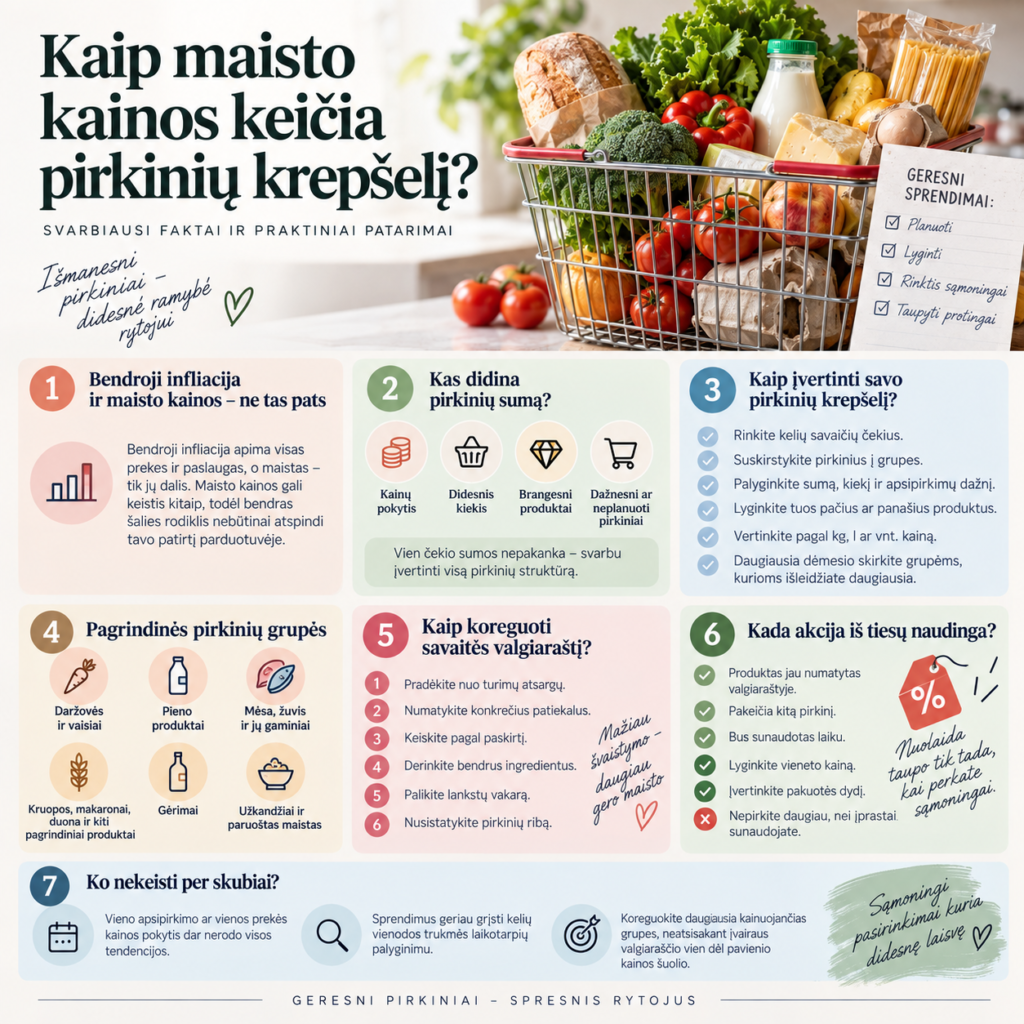 Kaip maisto kainos keičia pirkinių krepšelį Kaip maisto kainos keičia pirkinių krepšelį
