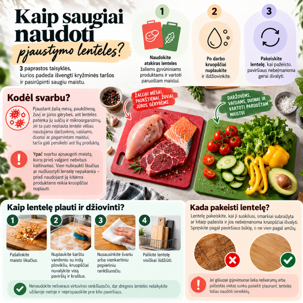 Kaip saugiai naudoti pjaustymo lenteles