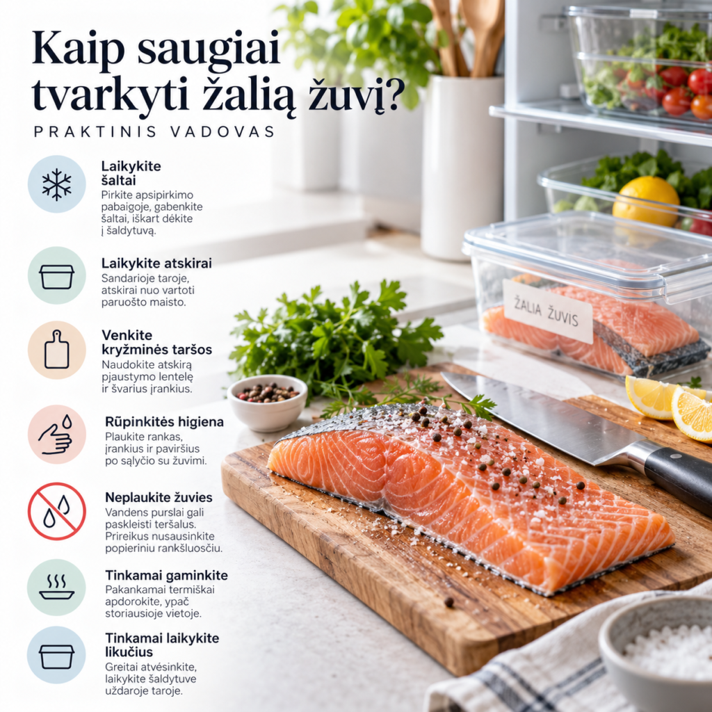 Kaip saugiai tvarkyti žalią žuvį: praktinis vadovas
