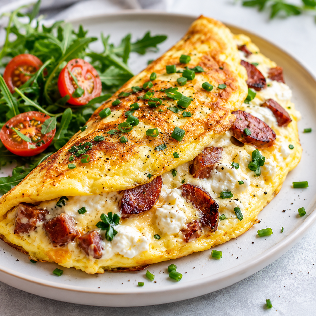 Omletas su skilandžiu ir varške