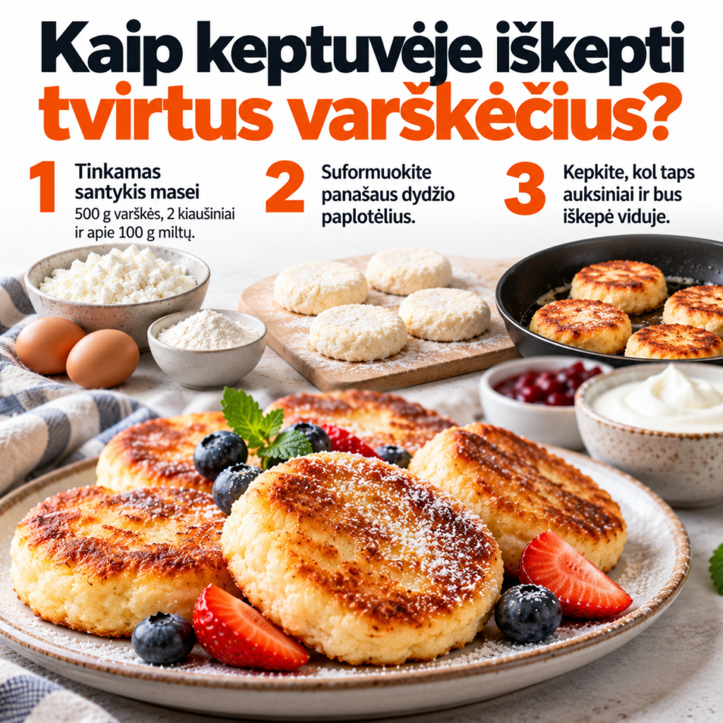 Kaip keptuvėje iškepti tvirtus varškėčius