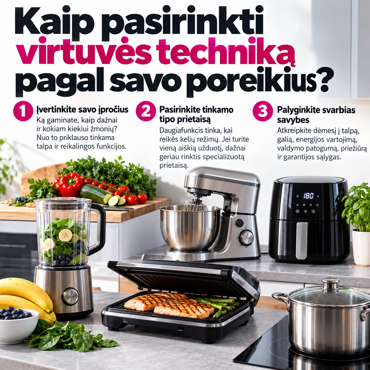 Kaip pasirinkti virtuvės techniką pagal savo poreikius