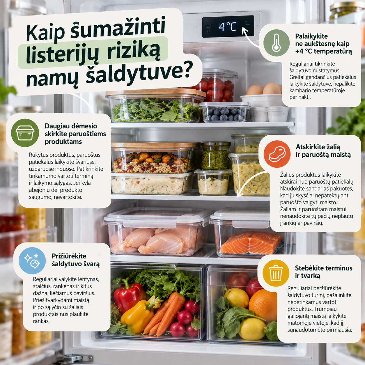 Kaip sumažinti listerijų riziką namų šaldytuve Kaip sumažinti listerijų riziką namų šaldytuve