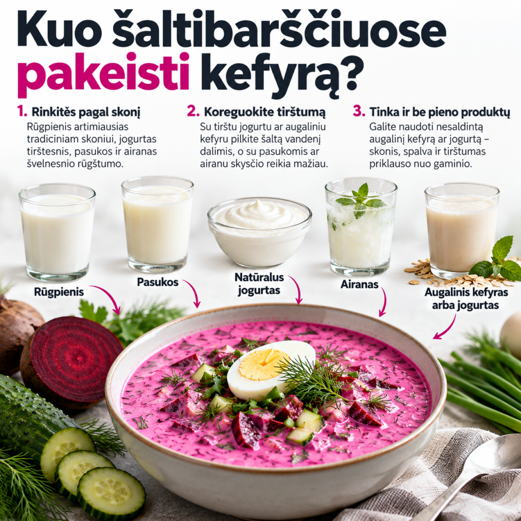 Kuo šaltibarščiuose pakeisti kefyrą