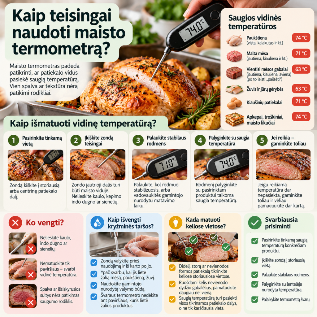Kaip teisingai naudoti maisto termometrą